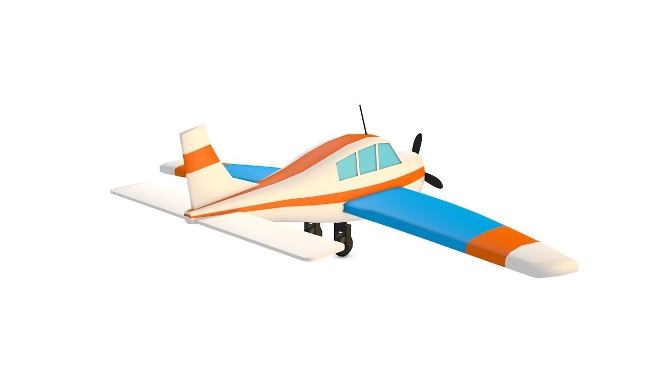 White Airplane Low-poly 3D model_6
