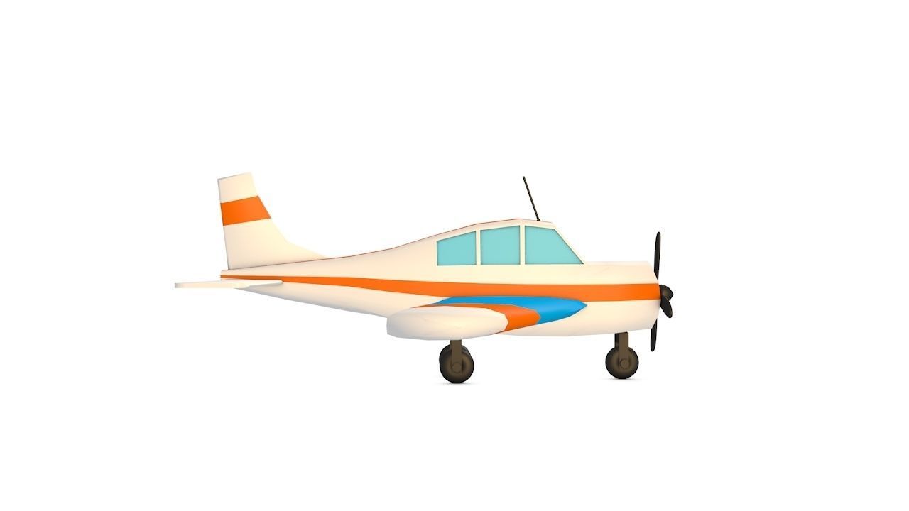 White Airplane Low-poly 3D model_8