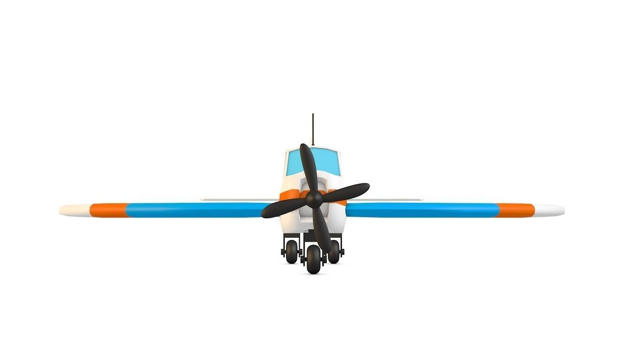 White Airplane Low-poly 3D model_14