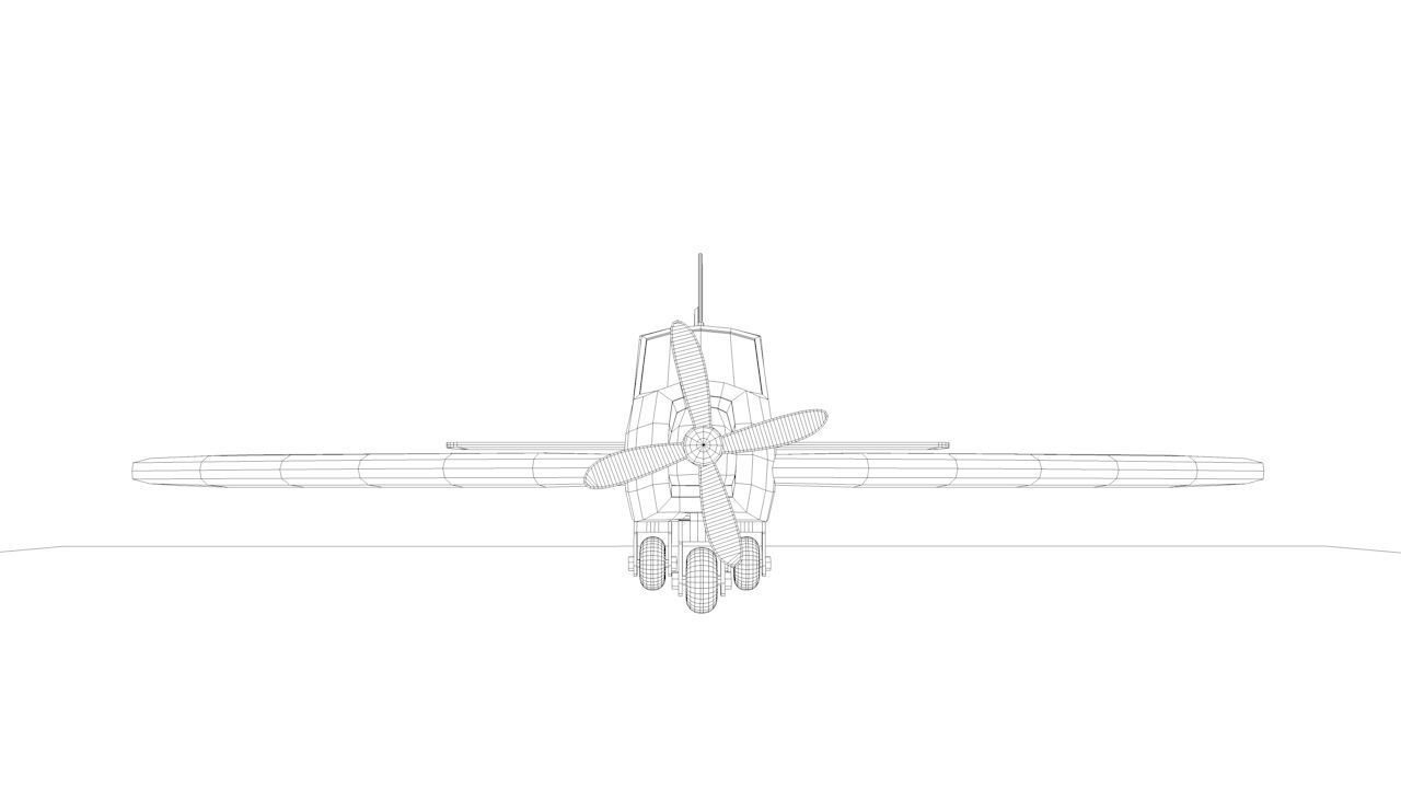 White Airplane Low-poly 3D model_15