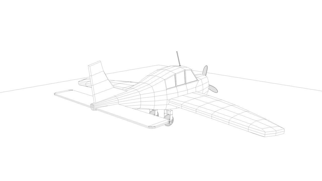White Airplane Low-poly 3D model_7