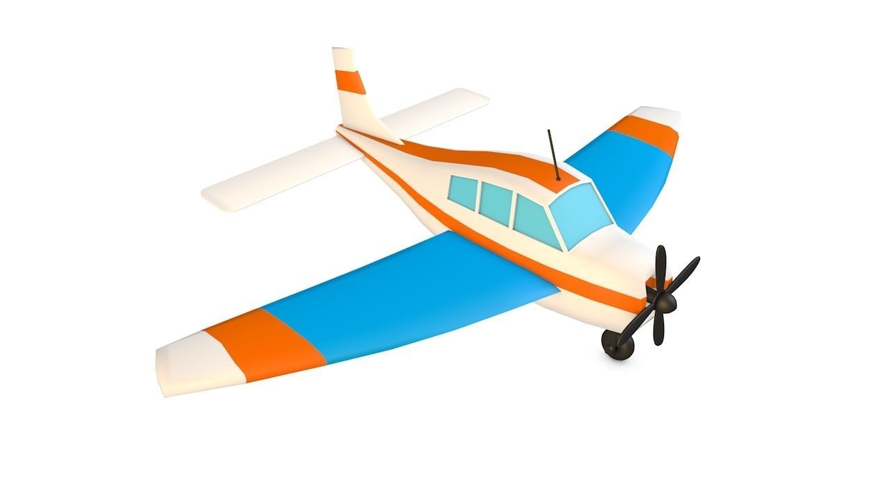 White Airplane Low-poly 3D model_10