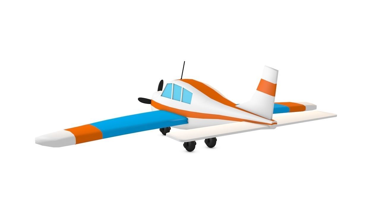 White Airplane Low-poly 3D model_4