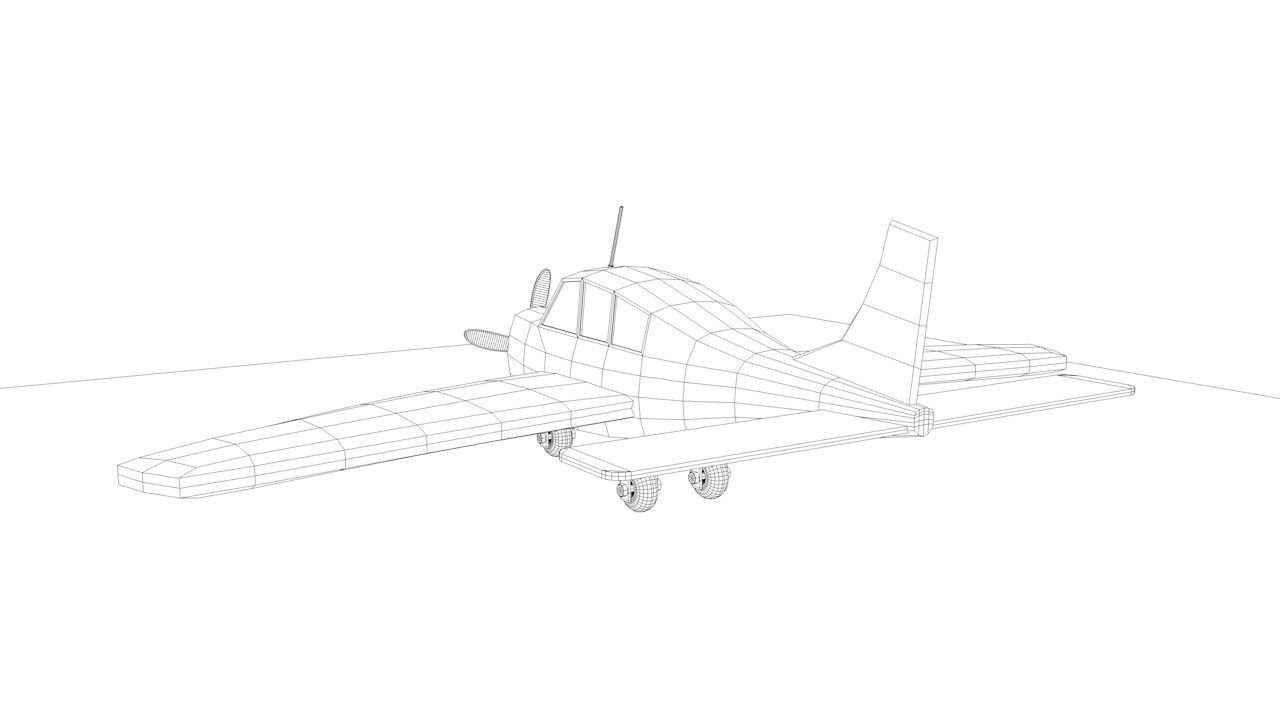 White Airplane Low-poly 3D model_5