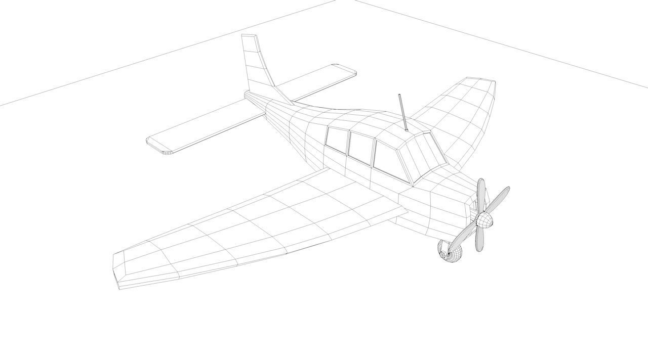 White Airplane Low-poly 3D model_11