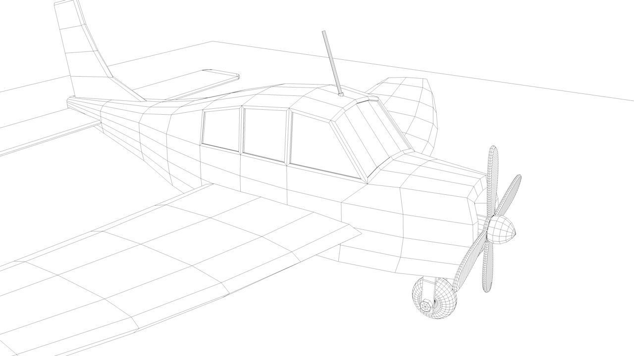 White Airplane Low-poly 3D model_13