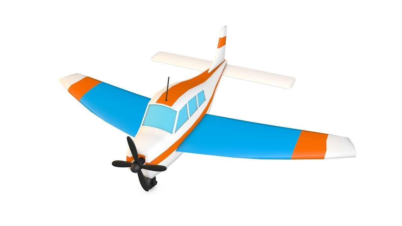 White Airplane Low-poly 3D model_16