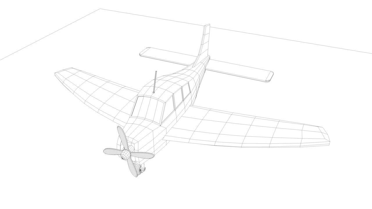 White Airplane Low-poly 3D model_17