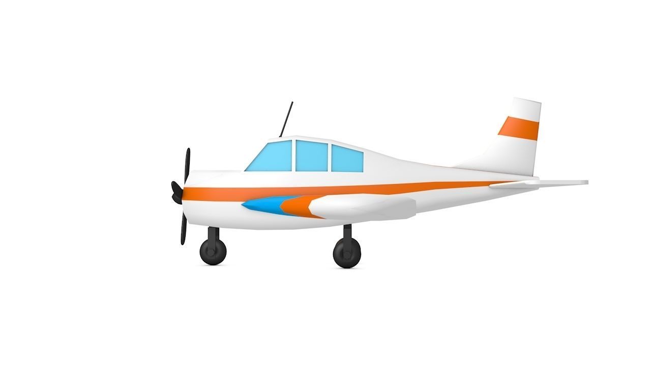 White Airplane Low-poly 3D model_2