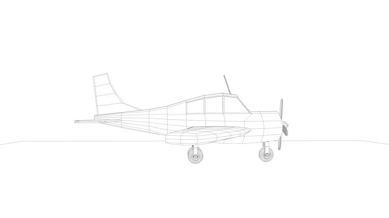 White Airplane Low-poly 3D model_9