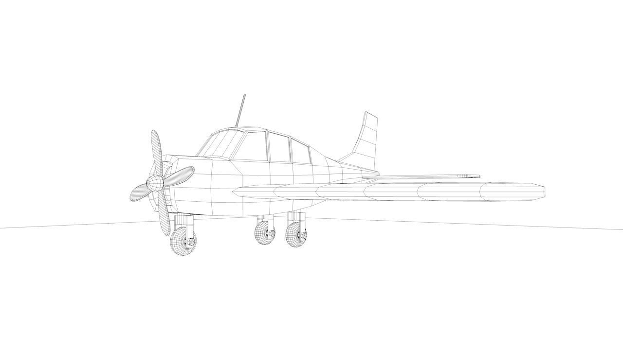 White Airplane Low-poly 3D model_1