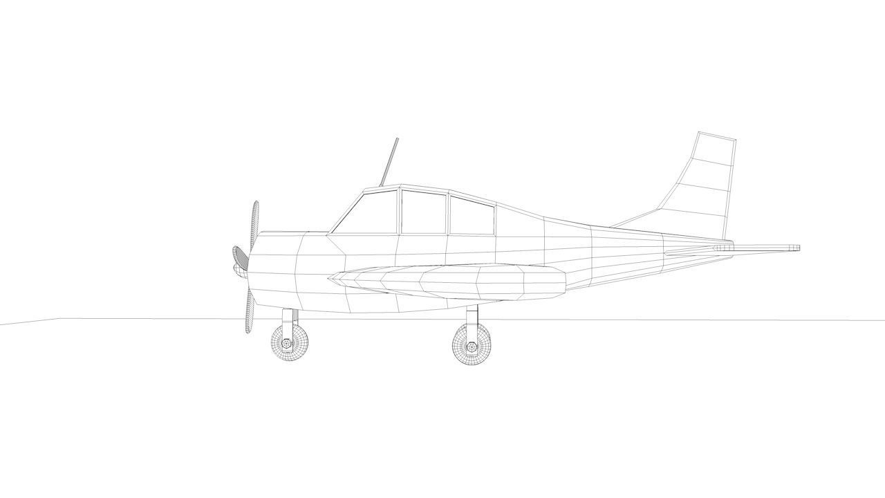 White Airplane Low-poly 3D model_3