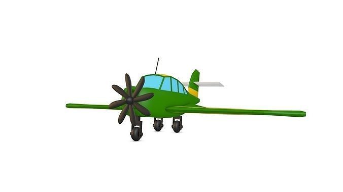 Cartoon Green Airplane Low-poly 3D model