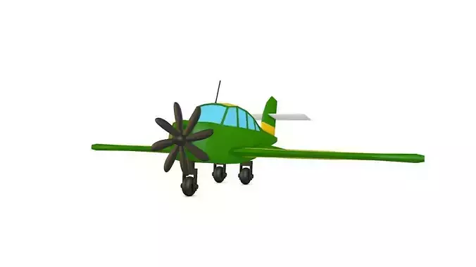 Cartoon Green Airplane Low-poly 3D model