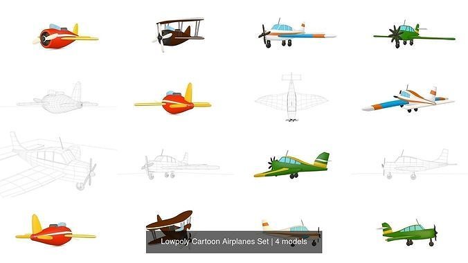 Lowpoly Airplanes Set toy airplane 3D Model Collection