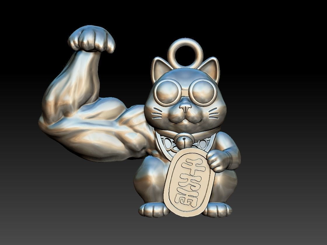 maneki neko beckoning funny cat pendant  3d print  3D print model_1