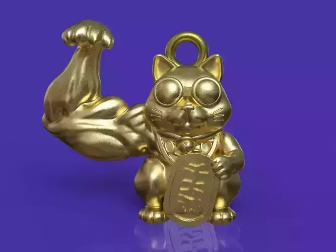 maneki neko beckoning funny cat pendant  3d print  3D print model