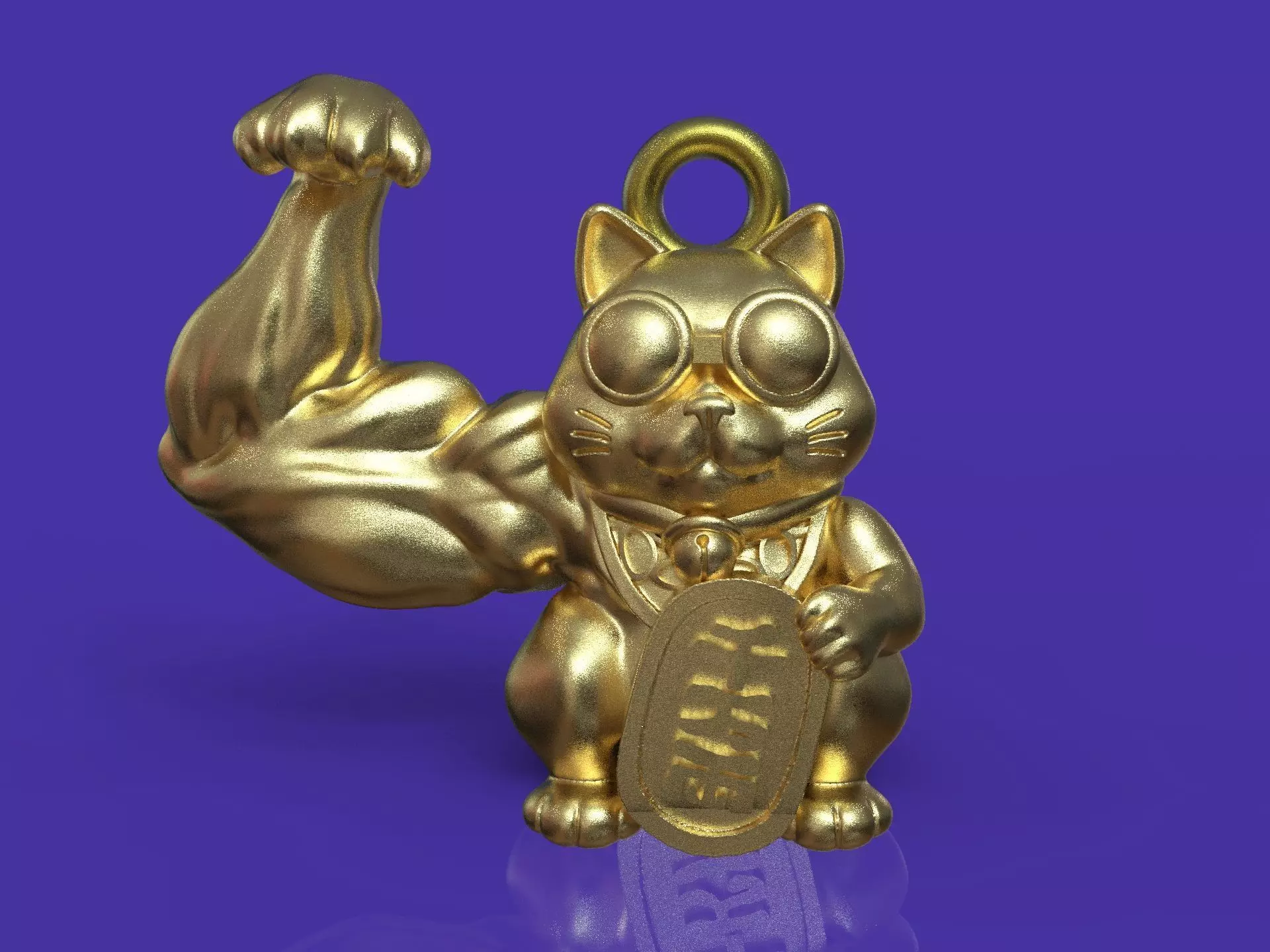 maneki neko beckoning funny cat pendant  3d print  3D print model_0