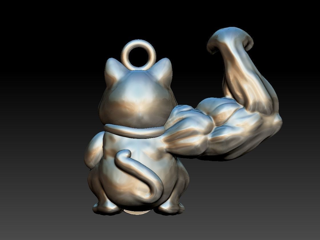 maneki neko beckoning funny cat pendant  3d print  3D print model_3