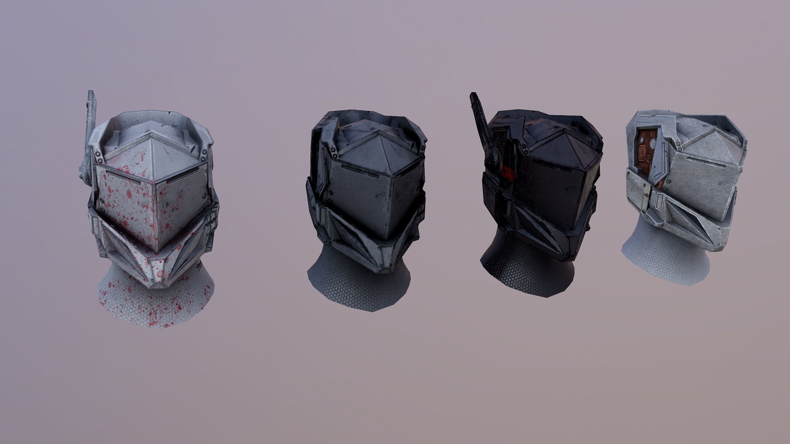Sci-Fi Helmet Low-poly 3D model_4