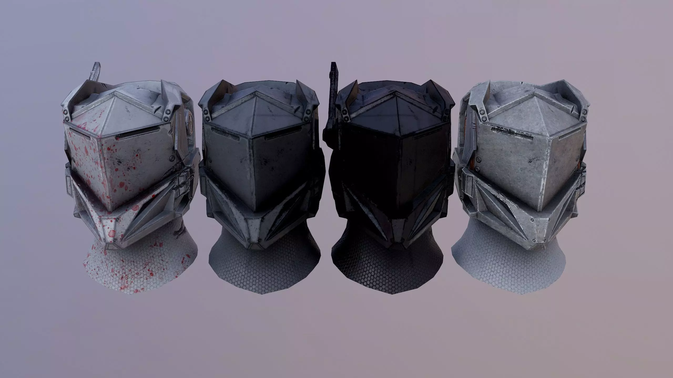 Sci-Fi Helmet Low-poly 3D model_0