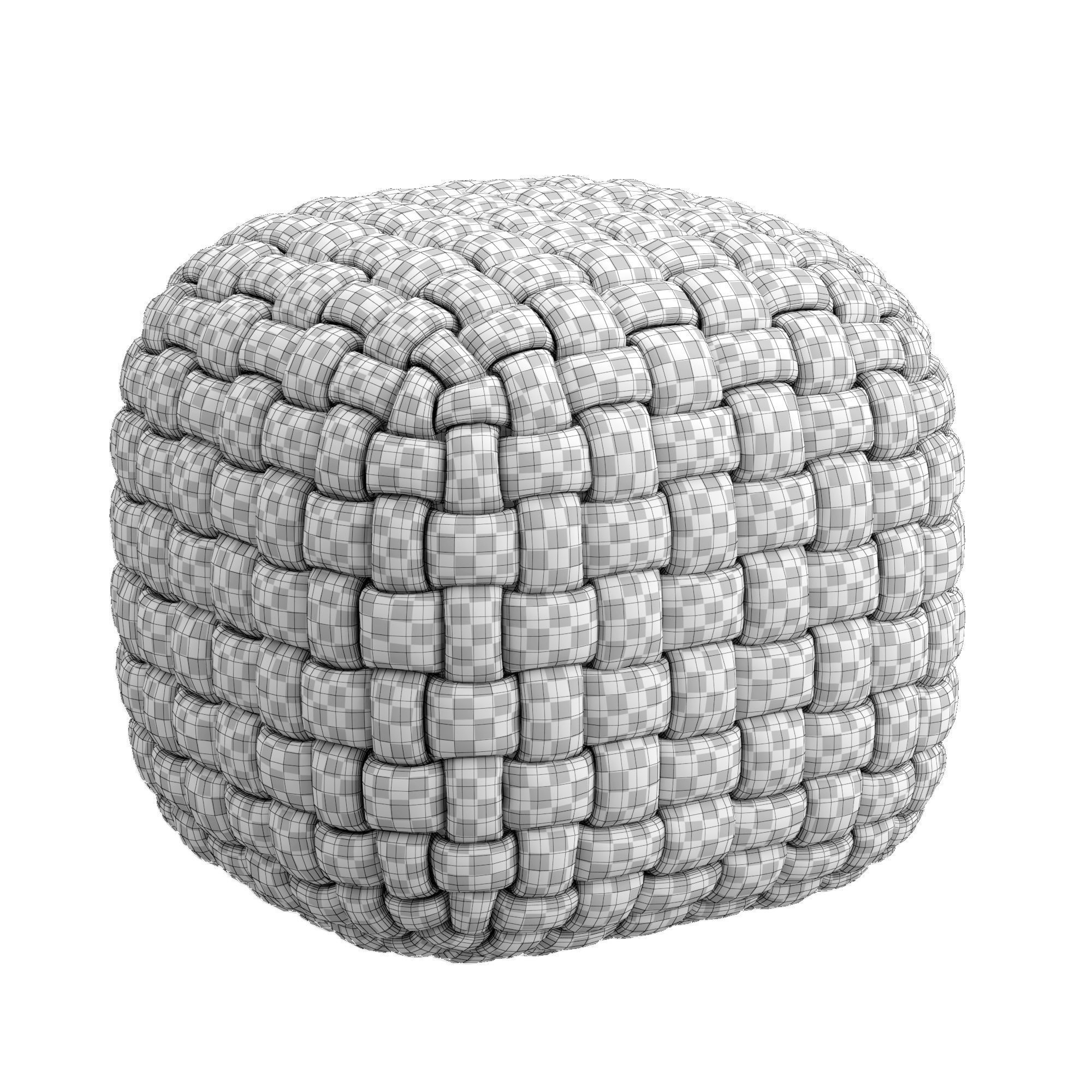 Pouf fabric and velvet 3D model_2