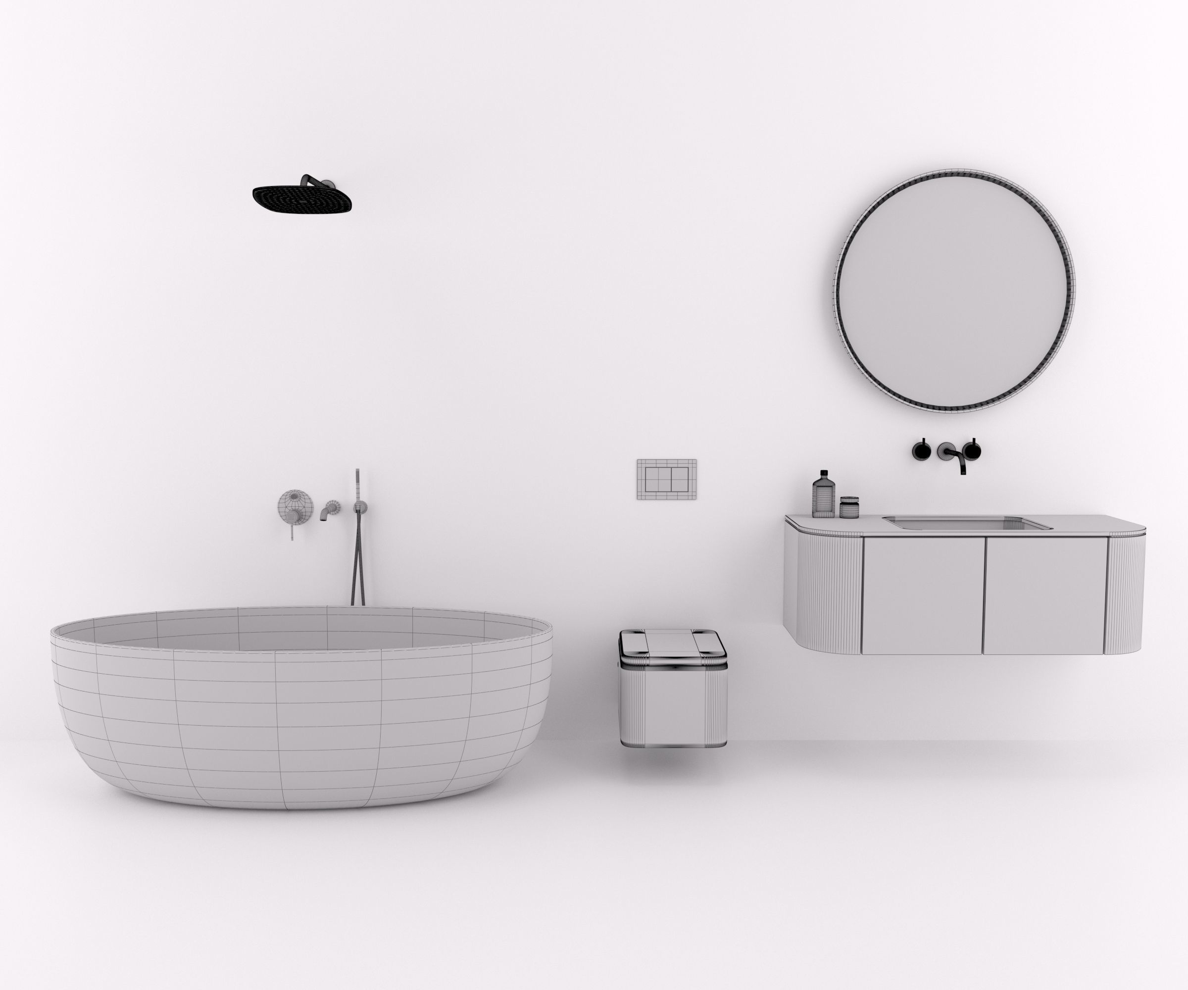 Model Set 05 Bathroom Bathtub Faucet Basin and Toilet 3D model_6