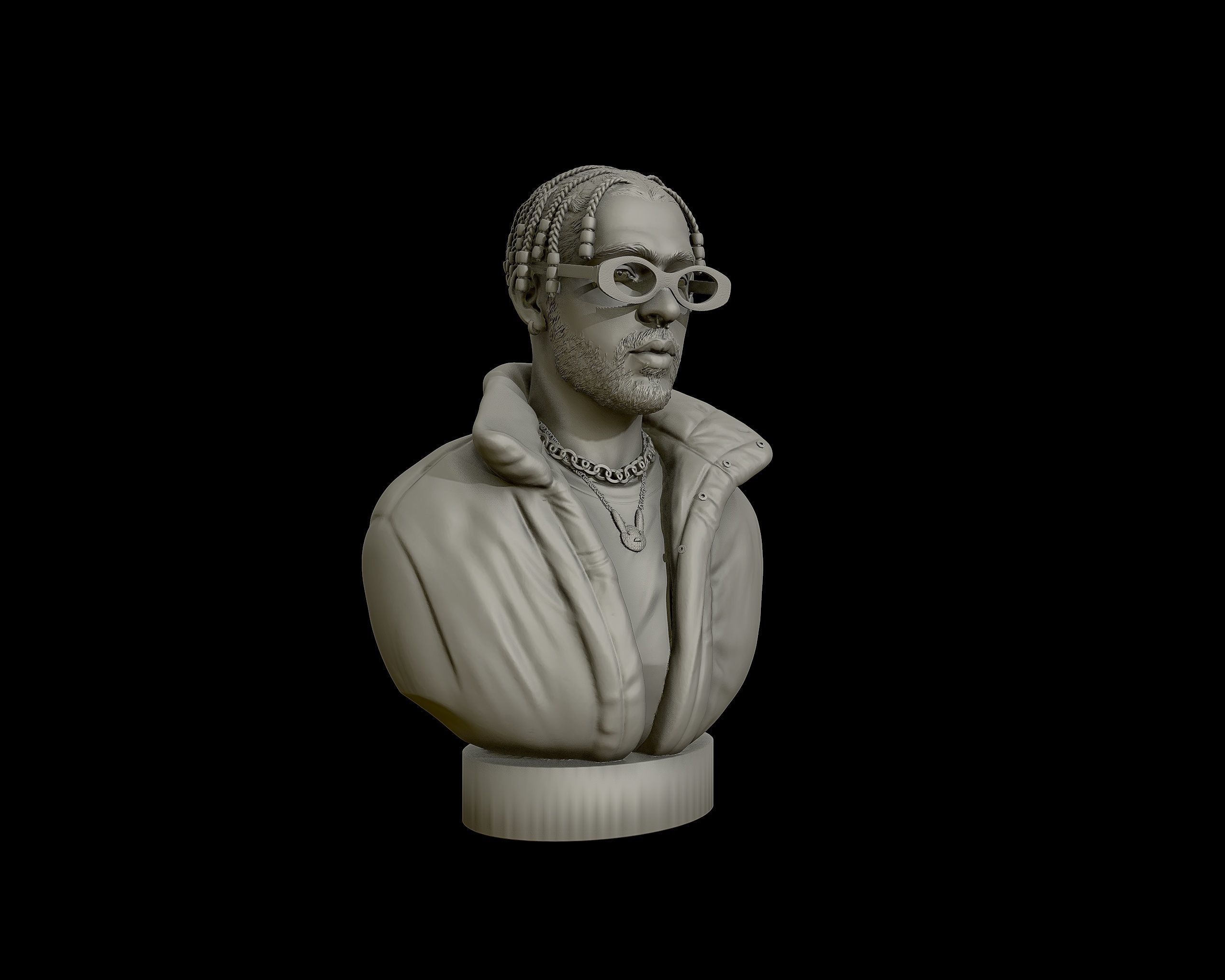 Bad Bunny 3D portrait Model 3D print model_5