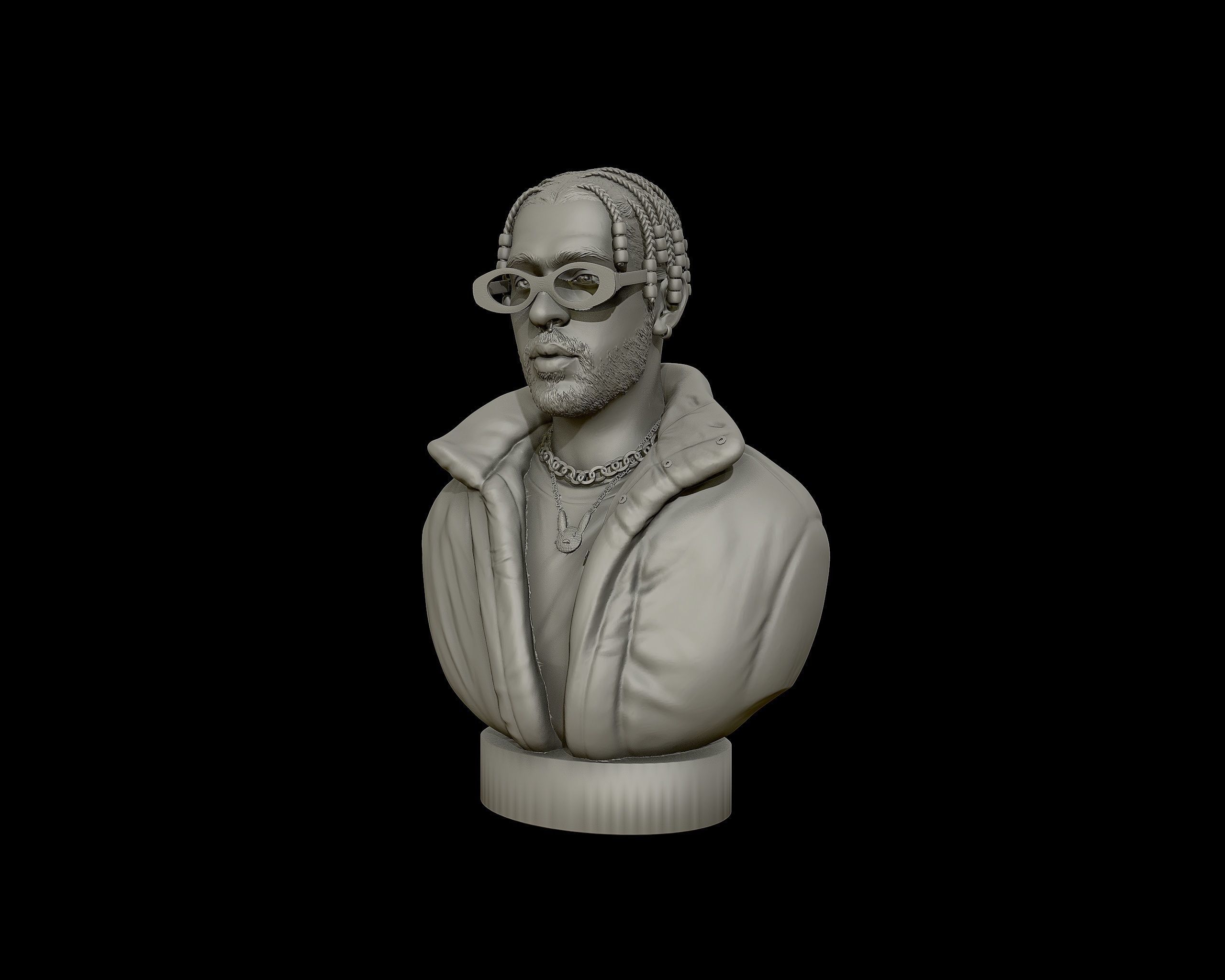Bad Bunny 3D portrait Model 3D print model_4