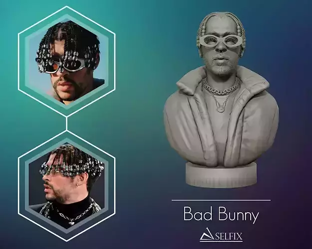 Bad Bunny 3D portrait Model