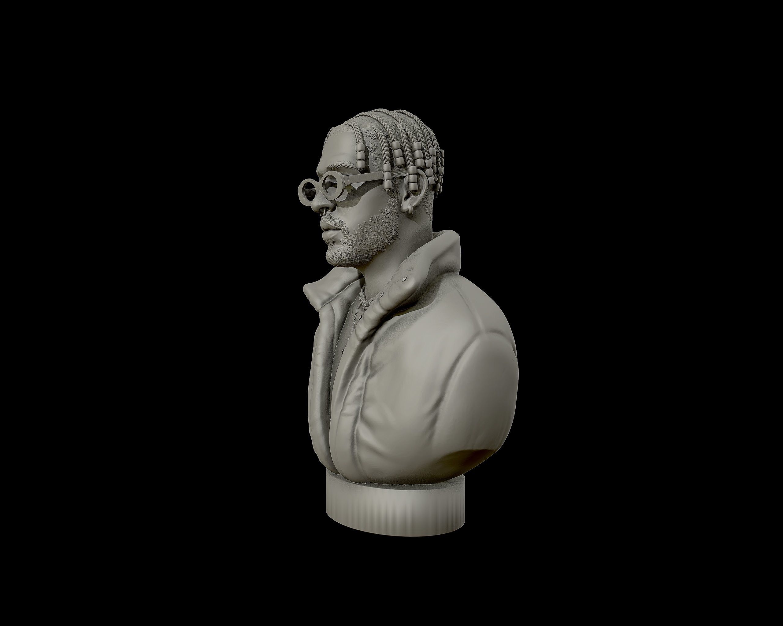 Bad Bunny 3D portrait Model 3D print model_11