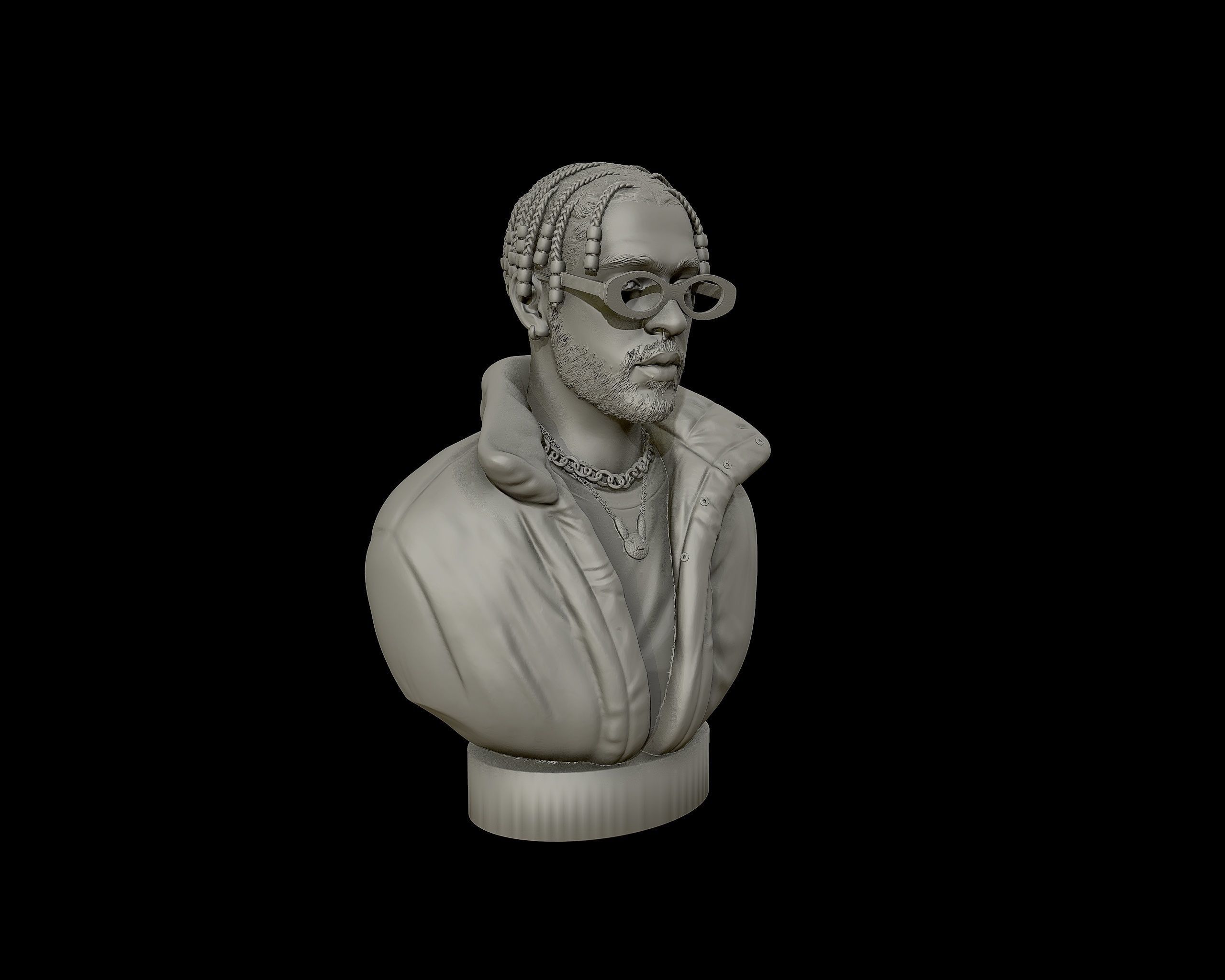Bad Bunny 3D portrait Model 3D print model_18