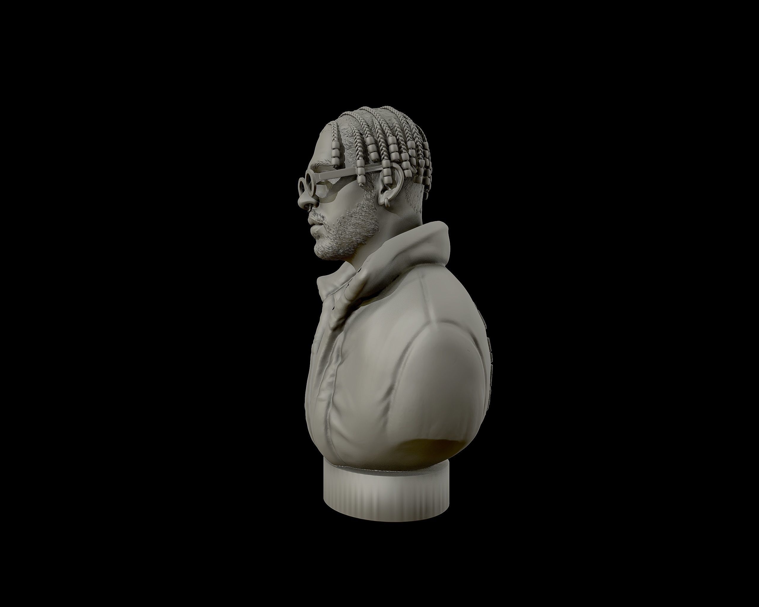 Bad Bunny 3D portrait Model 3D print model_12