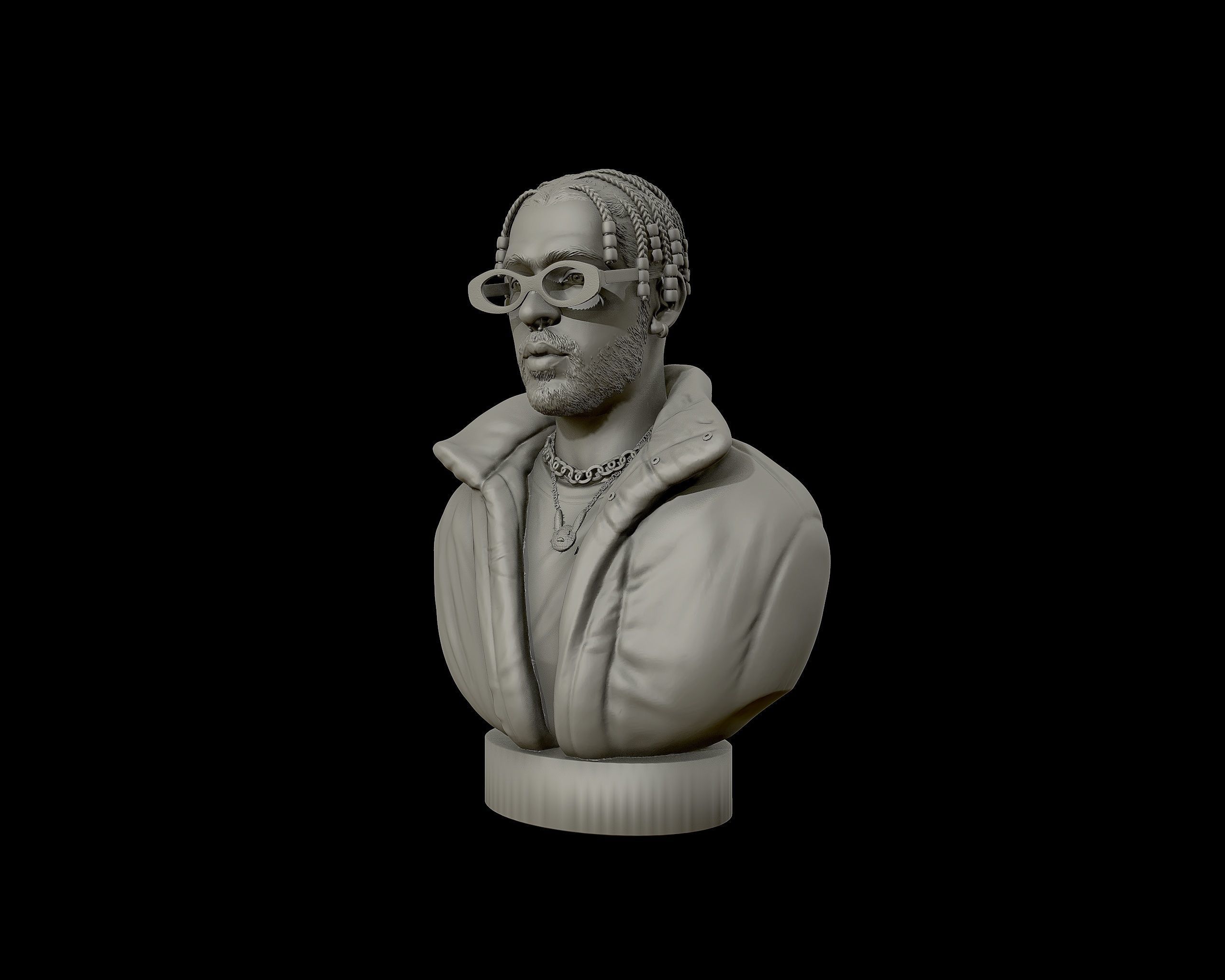 Bad Bunny 3D portrait Model 3D print model_9