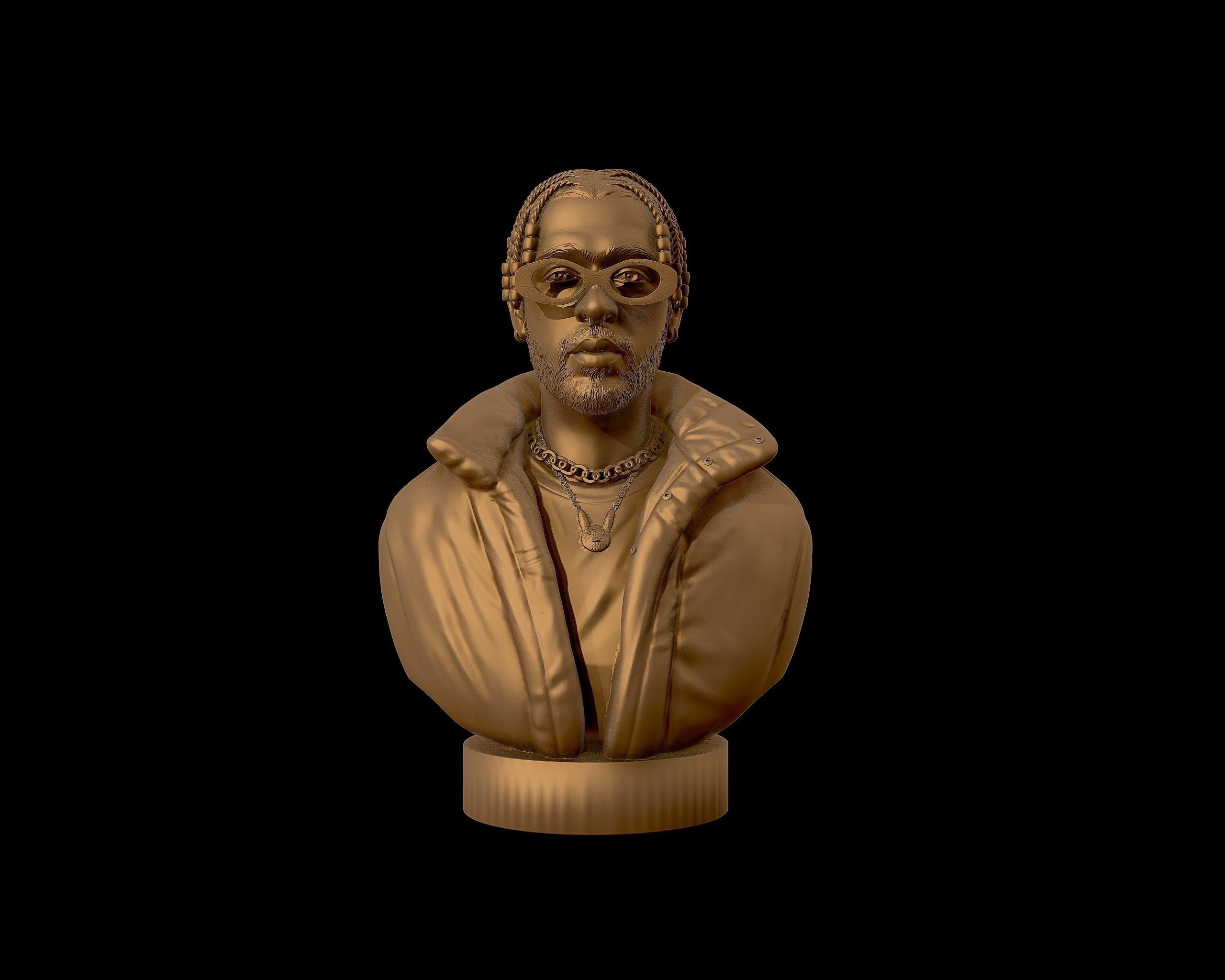 Bad Bunny 3D portrait Model 3D print model_20