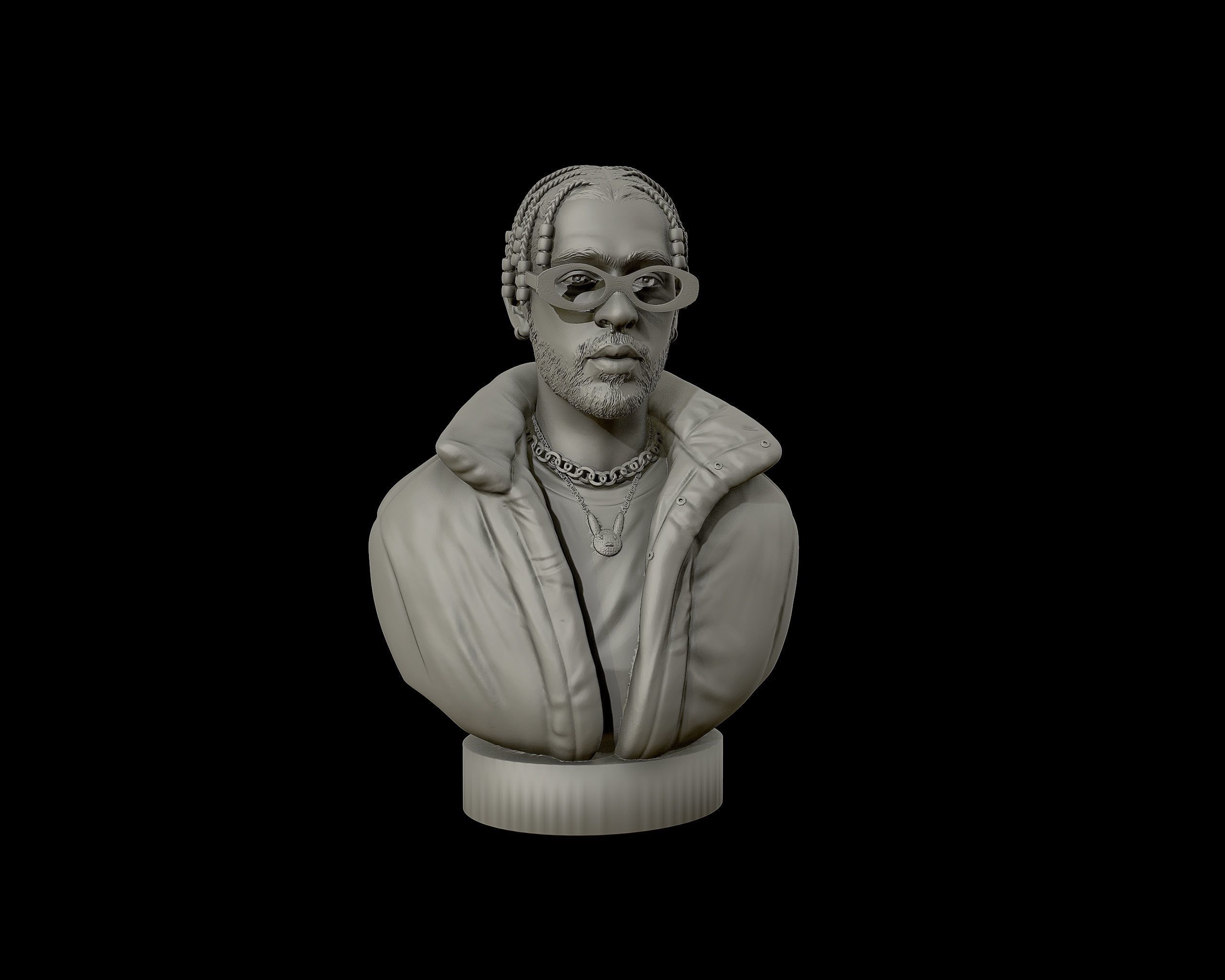 Bad Bunny 3D portrait Model 3D print model_19