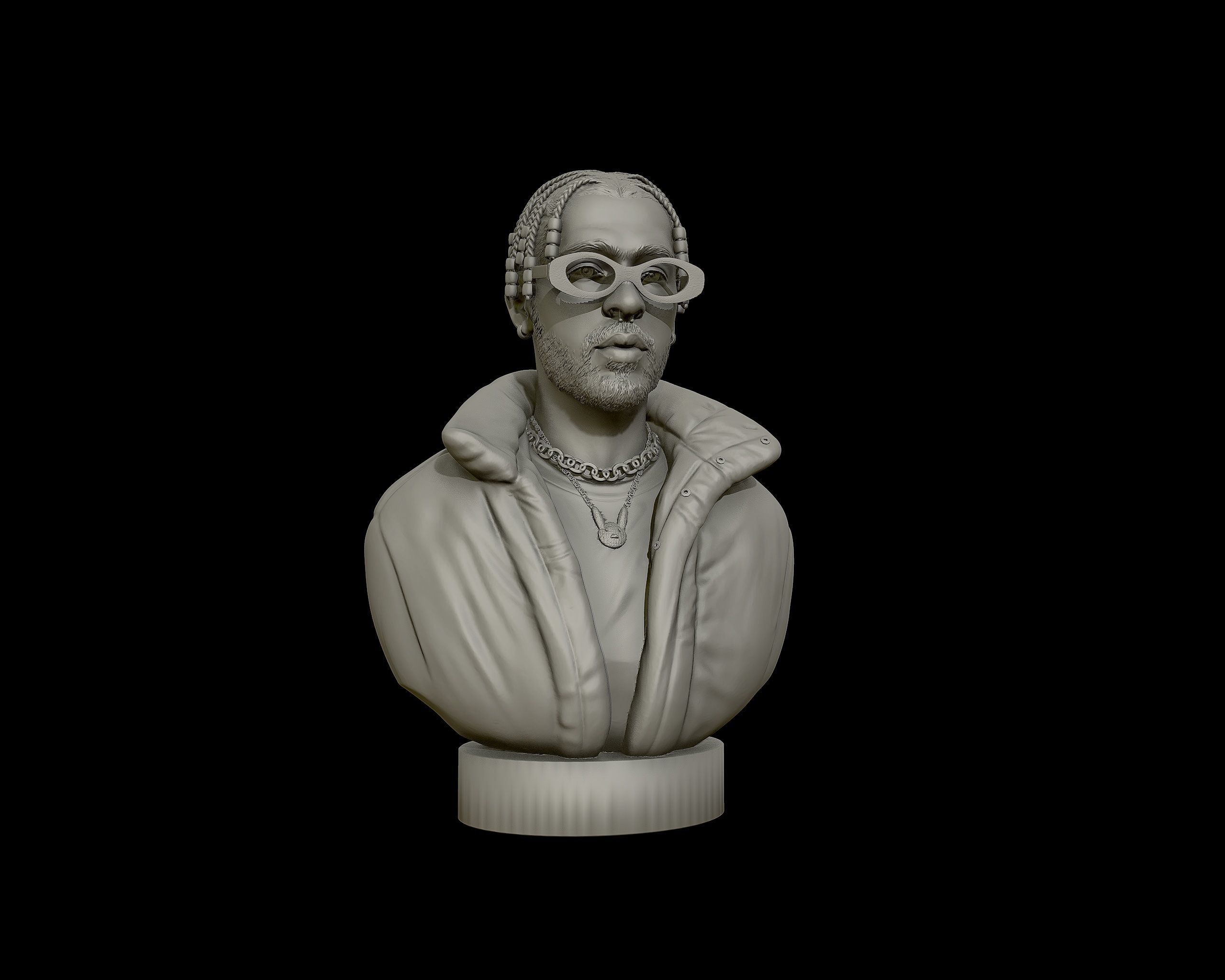 Bad Bunny 3D portrait Model 3D print model_3