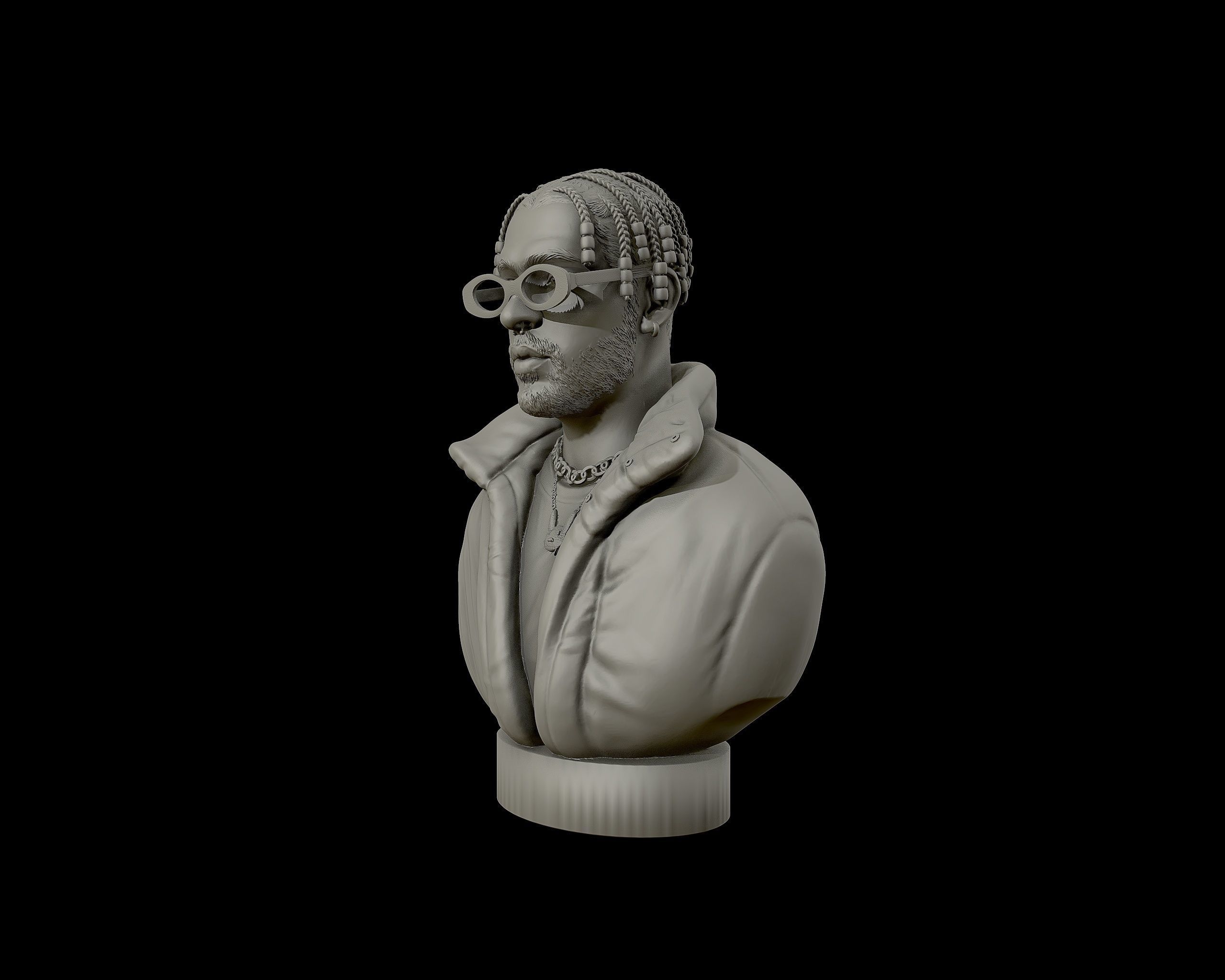Bad Bunny 3D portrait Model 3D print model_10