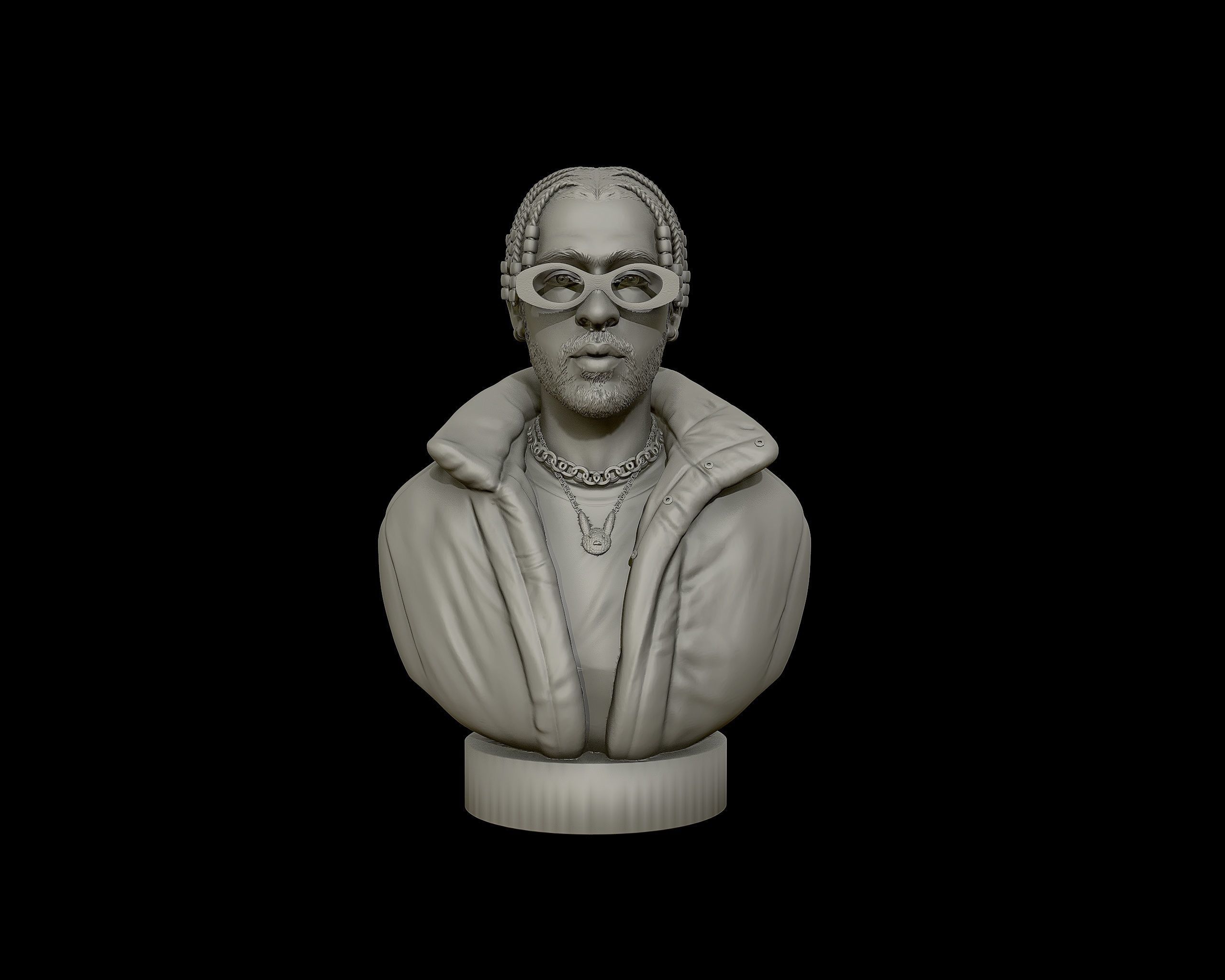 Bad Bunny 3D portrait Model 3D print model_7