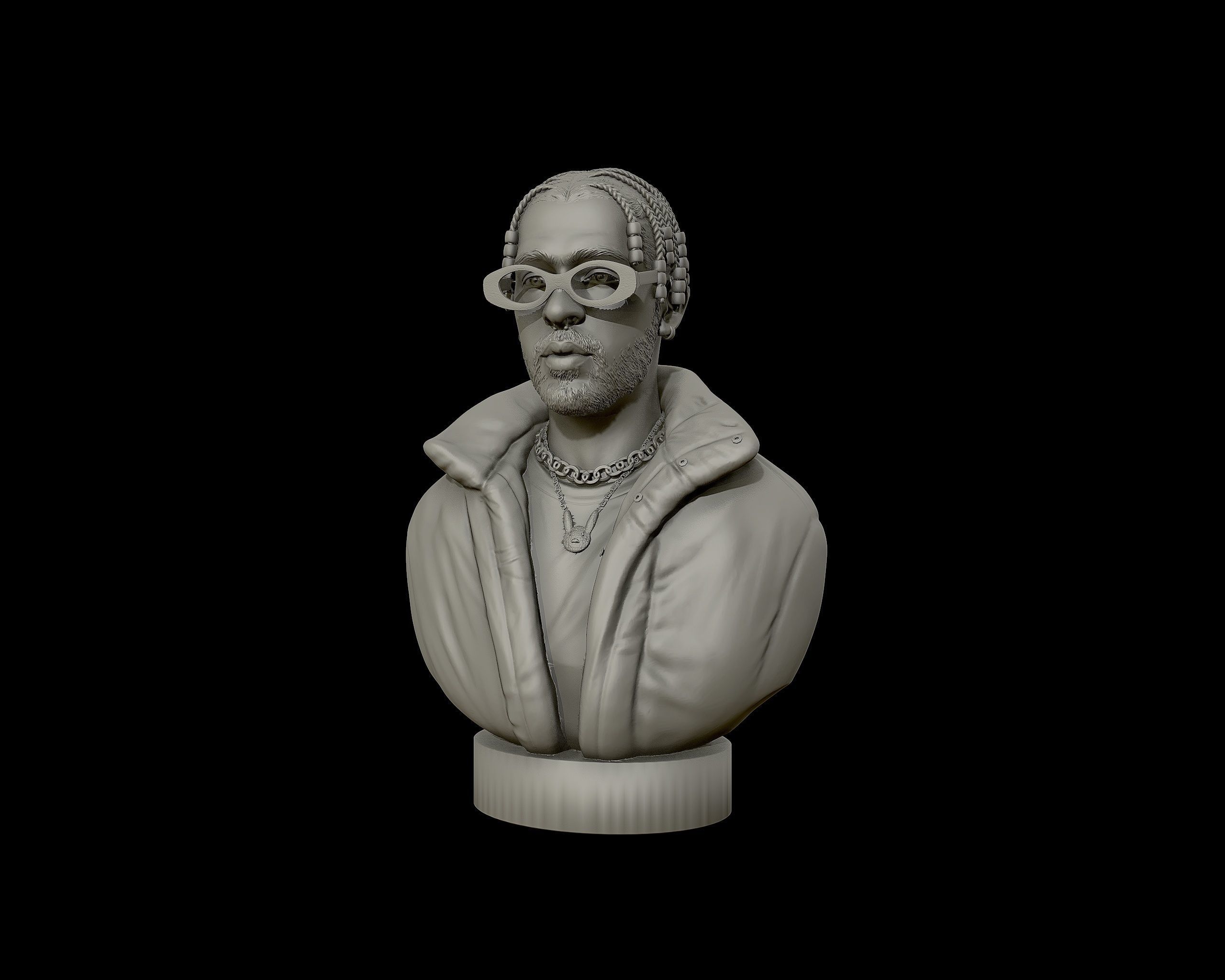 Bad Bunny 3D portrait Model 3D print model_8