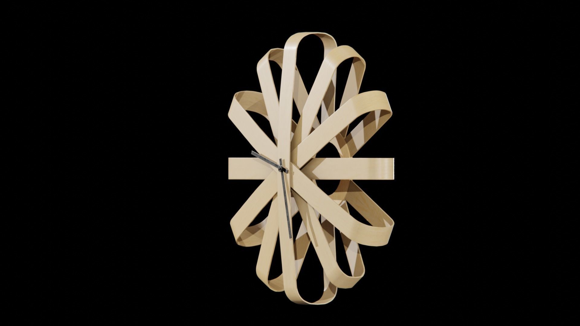 Umbra Ribbonwood Wall Clock wood vaneer Low-poly 3D model_13