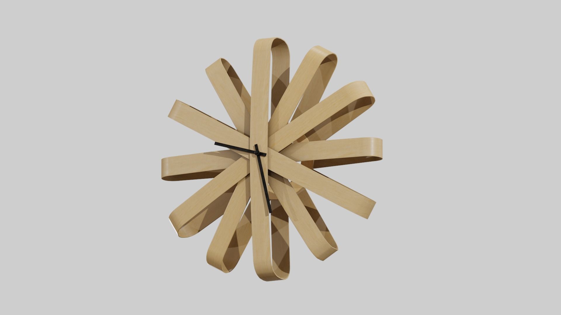 Umbra Ribbonwood Wall Clock wood vaneer Low-poly 3D model_5