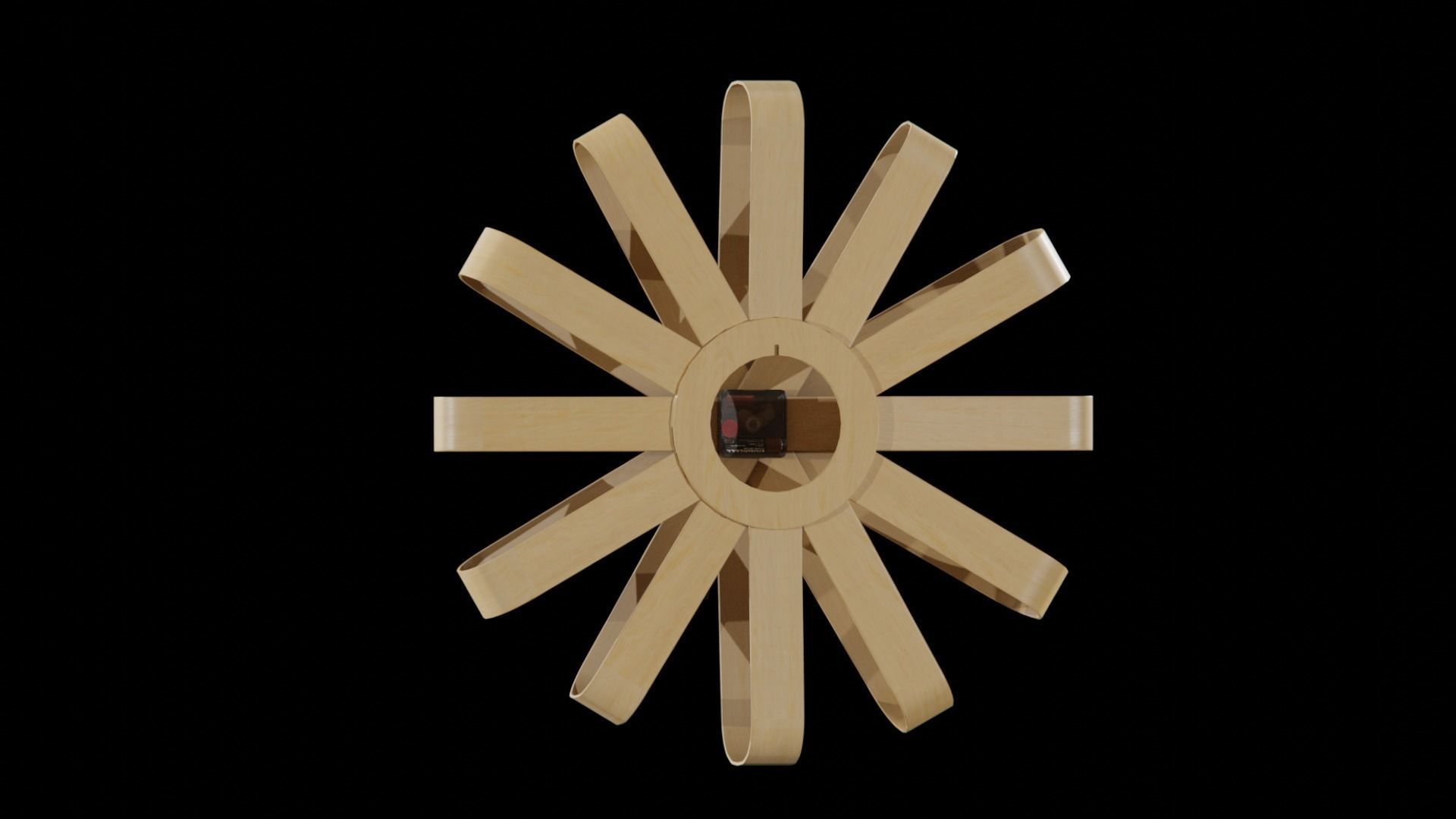 Umbra Ribbonwood Wall Clock wood vaneer Low-poly 3D model_19