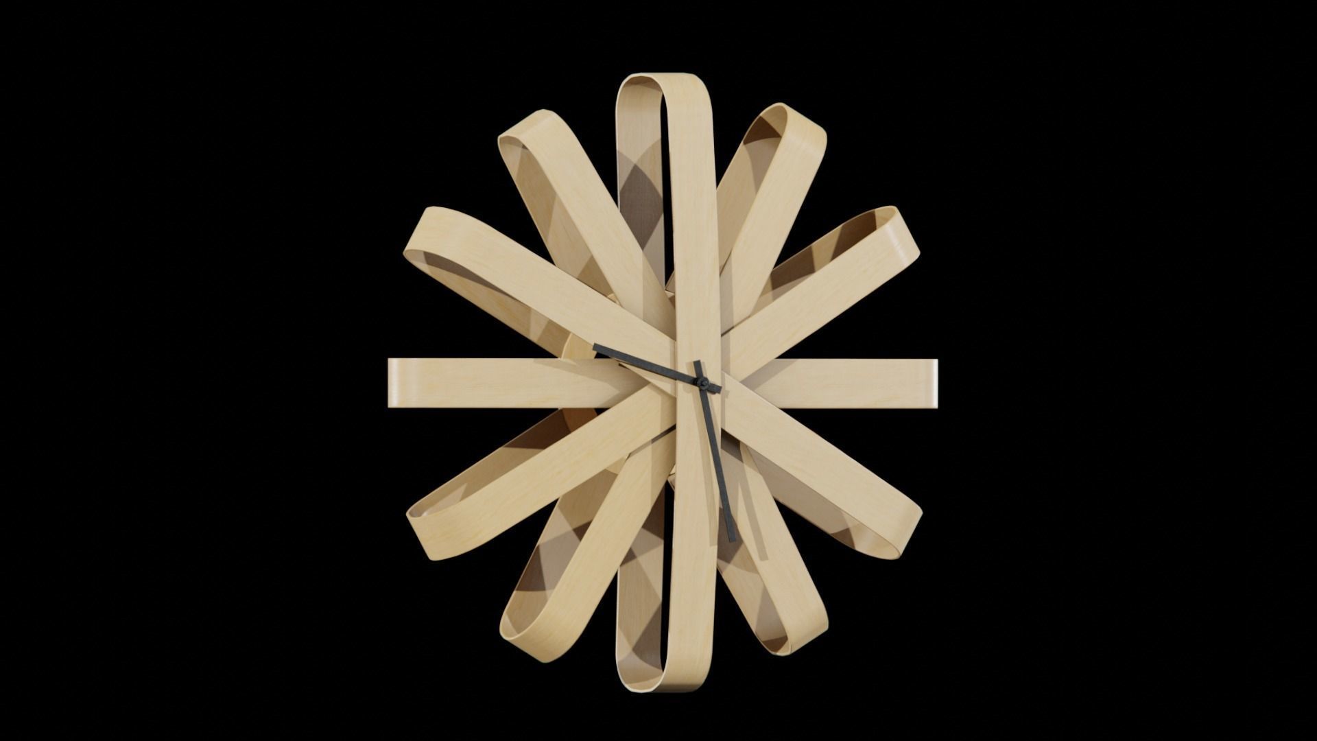Umbra Ribbonwood Wall Clock wood vaneer Low-poly 3D model_20