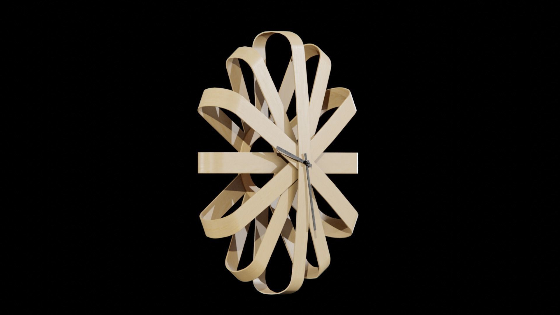 Umbra Ribbonwood Wall Clock wood vaneer Low-poly 3D model_21