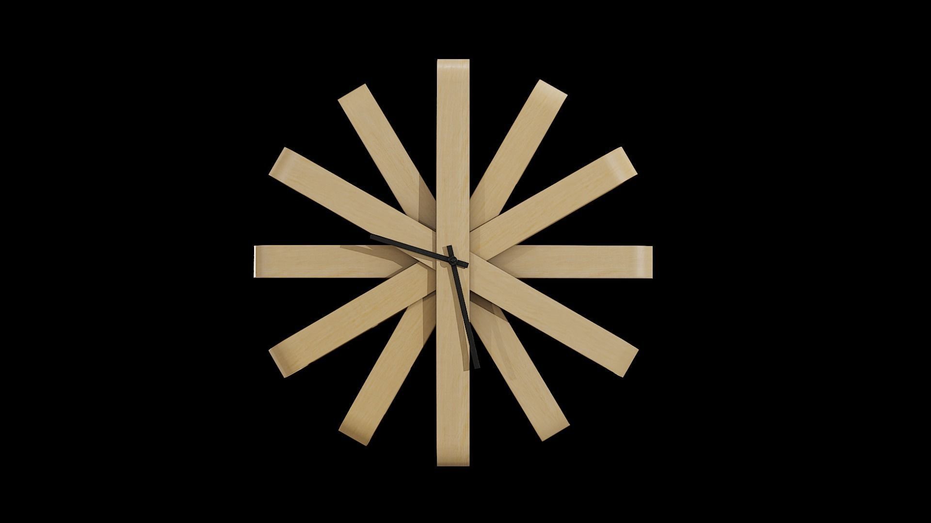 Umbra Ribbonwood Wall Clock wood vaneer Low-poly 3D model_1