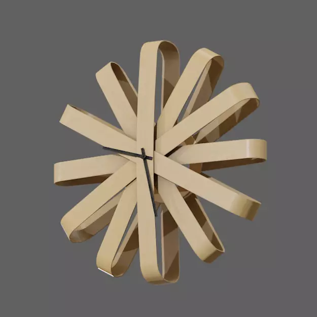 Umbra Ribbonwood Wall Clock wood vaneer Low-poly 3D model_0