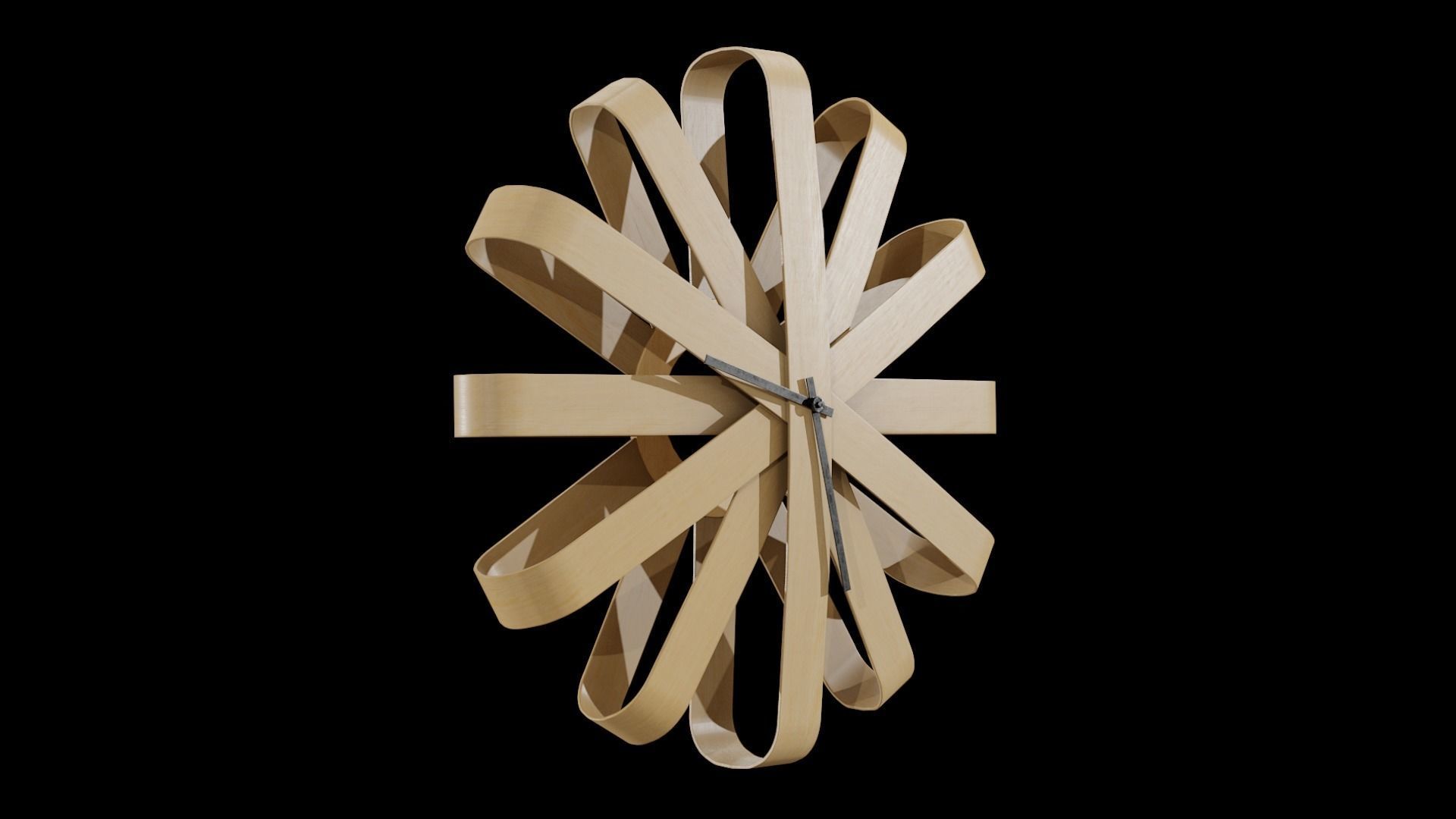 Umbra Ribbonwood Wall Clock wood vaneer Low-poly 3D model_4