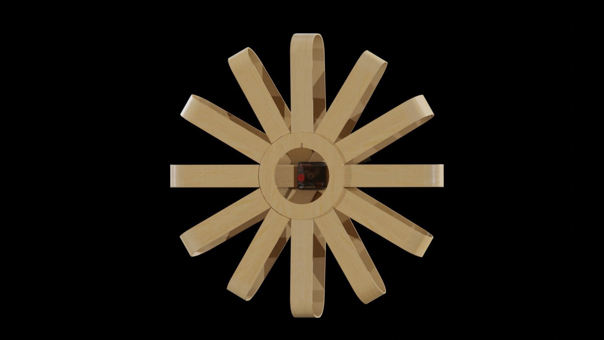 Umbra Ribbonwood Wall Clock wood vaneer Low-poly 3D model_15