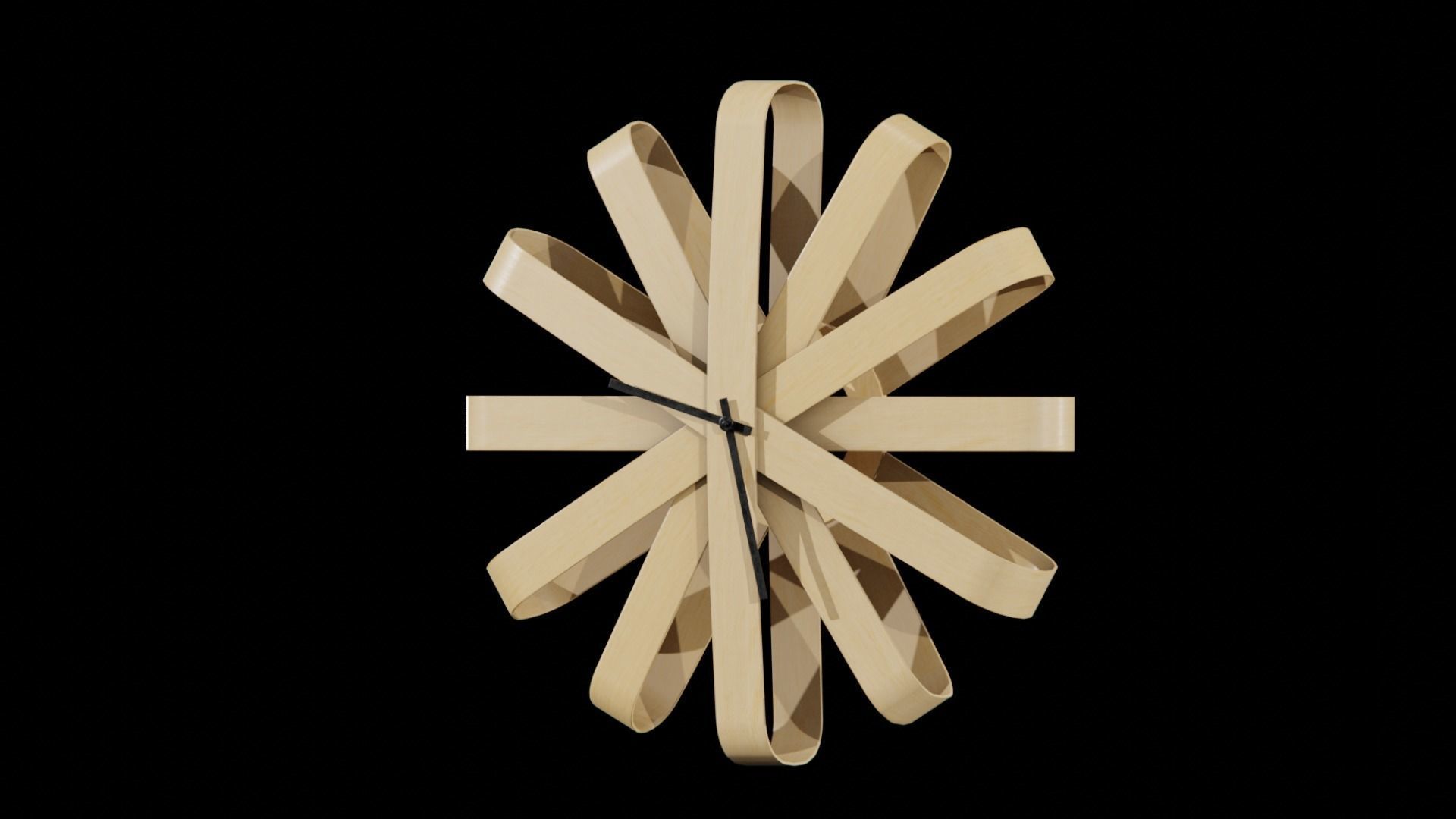 Umbra Ribbonwood Wall Clock wood vaneer Low-poly 3D model_11